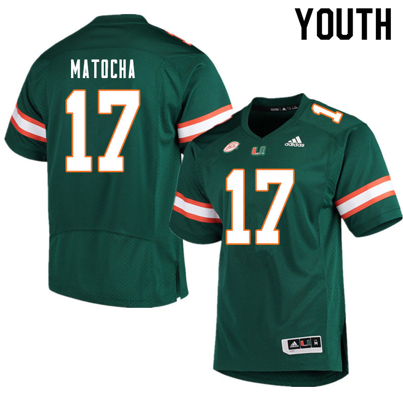 Youth #17 Peyton Matocha Miami Hurricanes College Football Jerseys Sale-Green - Click Image to Close